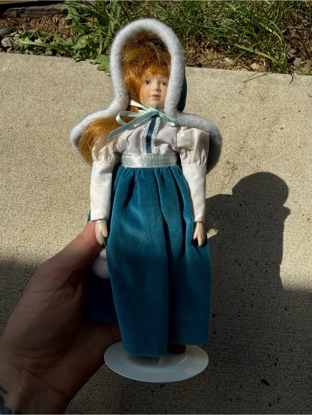 Russ Teal & White Hooded Doll with Red Hair